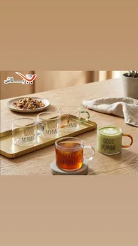 طقم أكواب زجاجية بتصميم صباح الخير