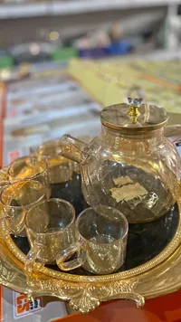 طقم أكواب وصحن تقديم