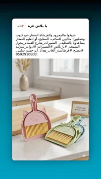 مجموعة مجرفة ومكنسة بتصميم قطة