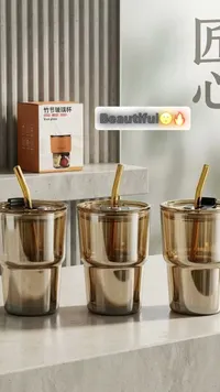 كوب زجاجي بقشة - Slub glass