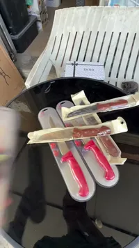 طقم سكاكين مطبخ بمقابض حمراء