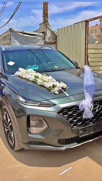 طقم تزيين سيارات الأفراح بالورود البيضاء